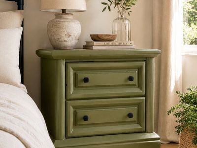 Refinished Olive Green Nightstand / End Table !