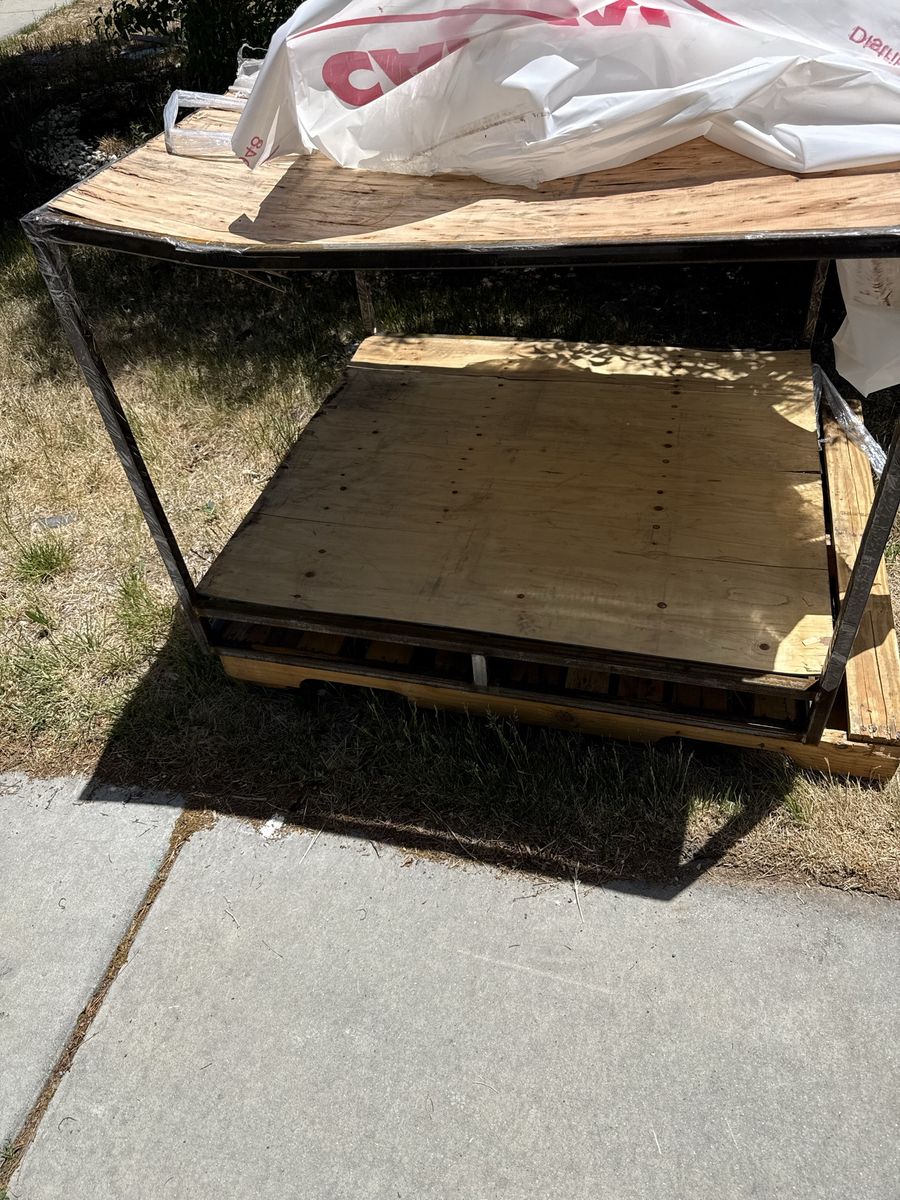 Metal crate on pallet