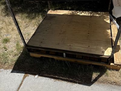 Metal crate on pallet