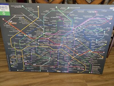 Paris Subway Map Art - Canvas Print on Wooden Frame