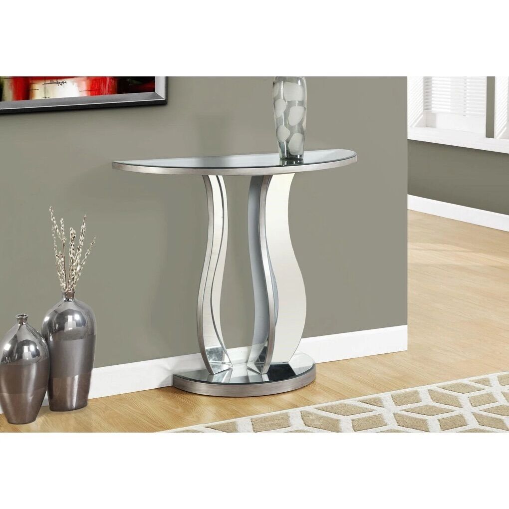 Transitional Clear Mirror Accent Table by Monarch