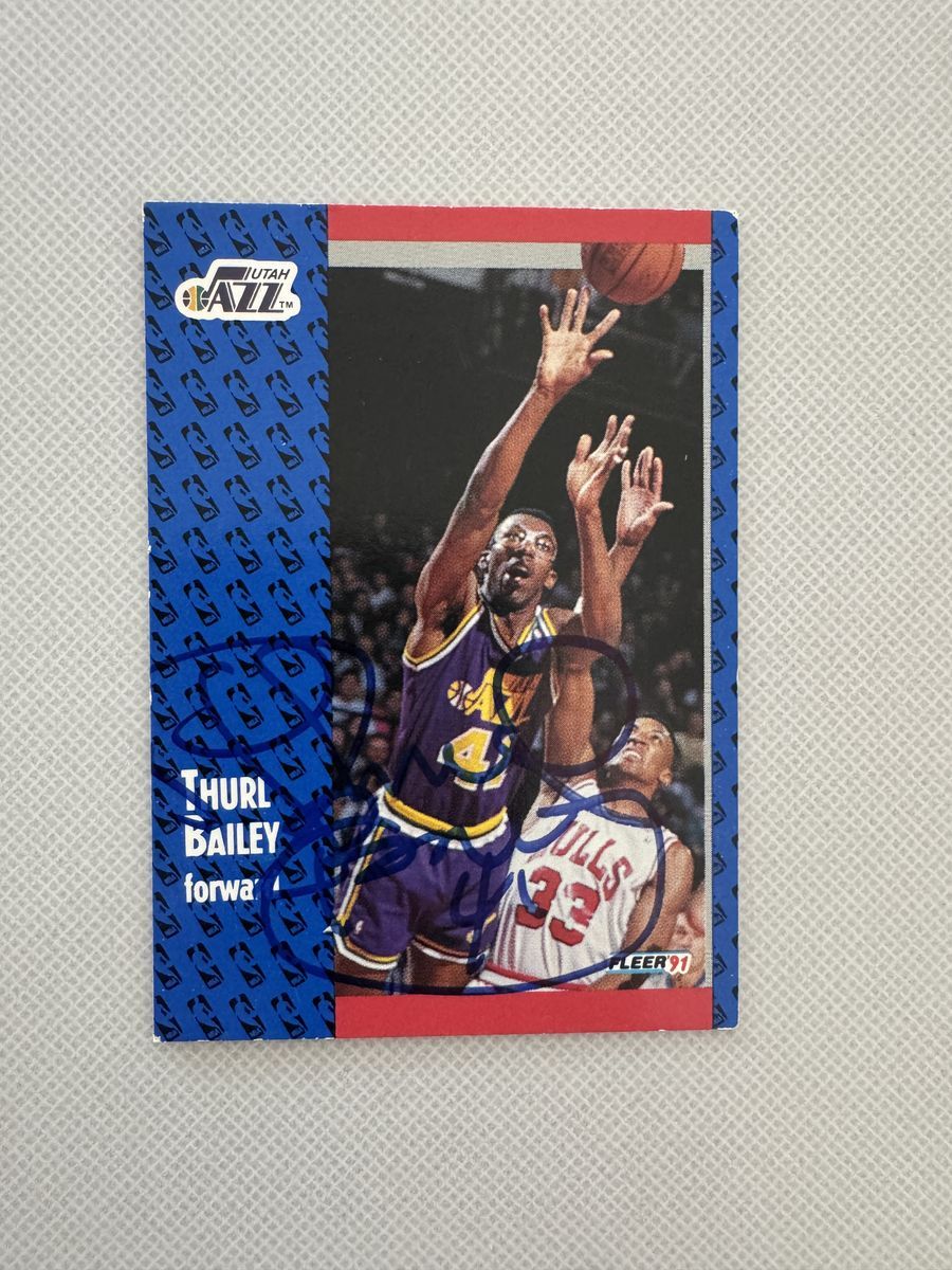 1991-92 Fleer Thurl Bailey #197 Utah Jazz — Hand Signed / Autographed