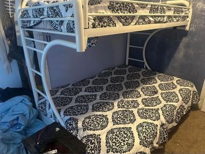 White Metal Twin Over Futon Bunk Bed