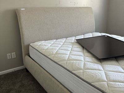 King mattress + head board + bed frame + box spring