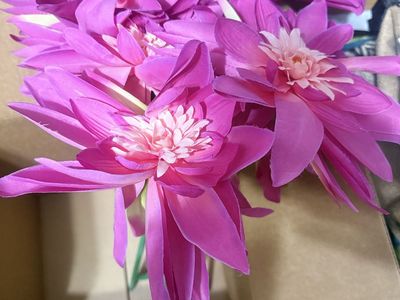 Artificial Pink Lotus Flower Stem Bouquet Faux Floral Decor