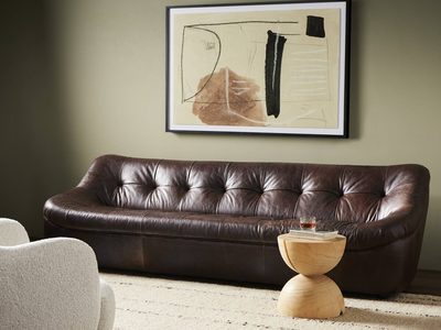Brand New Four Hands Leather Sofa – Still in Box (Farley 106")