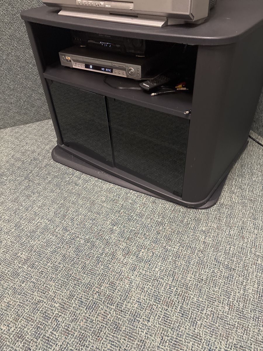 Black Media Console TV Stand with Glass Doors - Great for Entertainment Systems