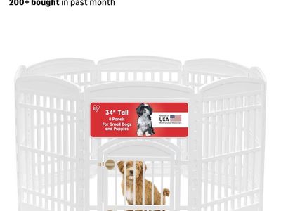 IRIS USA 34" Tall 8-Panel White Dog Pen with Locking Door - Indoor/Outdoor Puppy Exercise Pen Enclosure