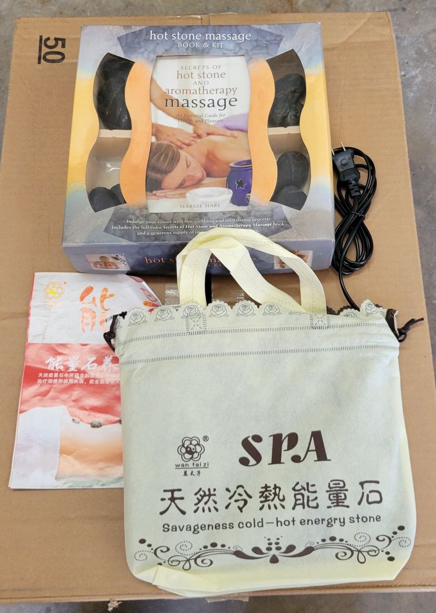 Hot Stone Aromatherapy Massage Kit - Includes Book, Stones, Heater, and Bag