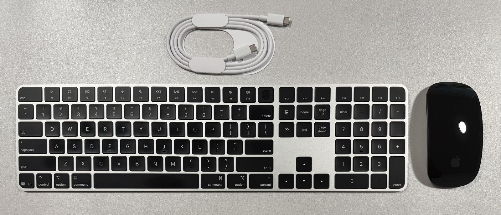 Apple Magic Keyboard with Touch ID & Numeric Keypad USB-C and Apple Magic Mouse 2 USB-C Bundle Black Silver