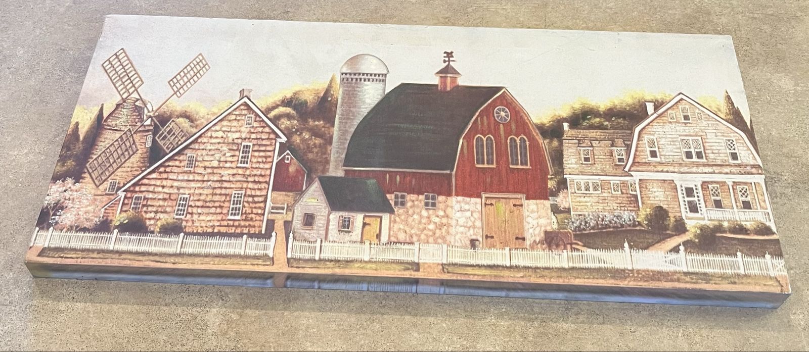 Rustic Farmhouse Barn & Windmill Countryside Canvas Wall Art Decor - 27 1/2 X 13 inches