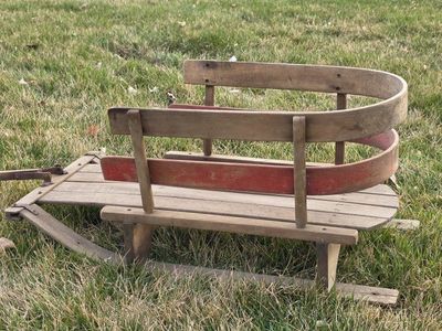 Vintage Children's Snow C-Back Pull Sled