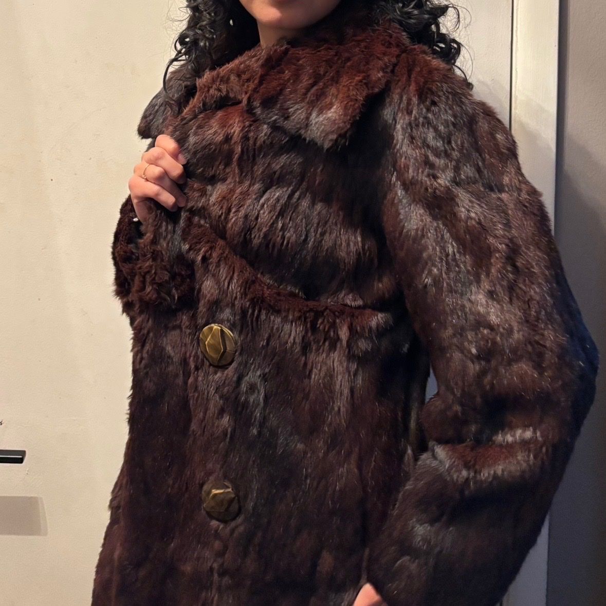 Vintage 1940s Sable Mink Coat Women's Size 10 Full Length, Fitted Cut with Antique Buttons