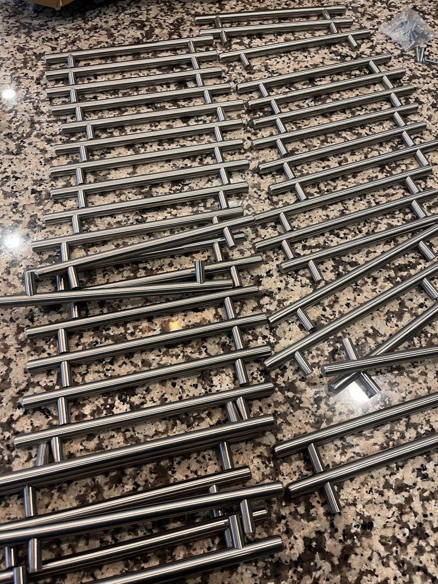 Cabinet pulls-brushed nickel, 6 1/4 center holes