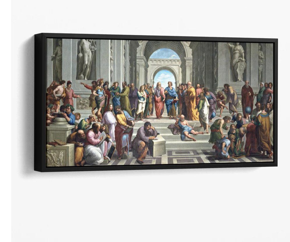 Brand New "The School of Athens" by Raphael Framed 40x20 Canvas Print