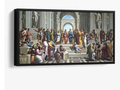Brand New "The School of Athens" by Raphael Framed 40x20 Canvas Print