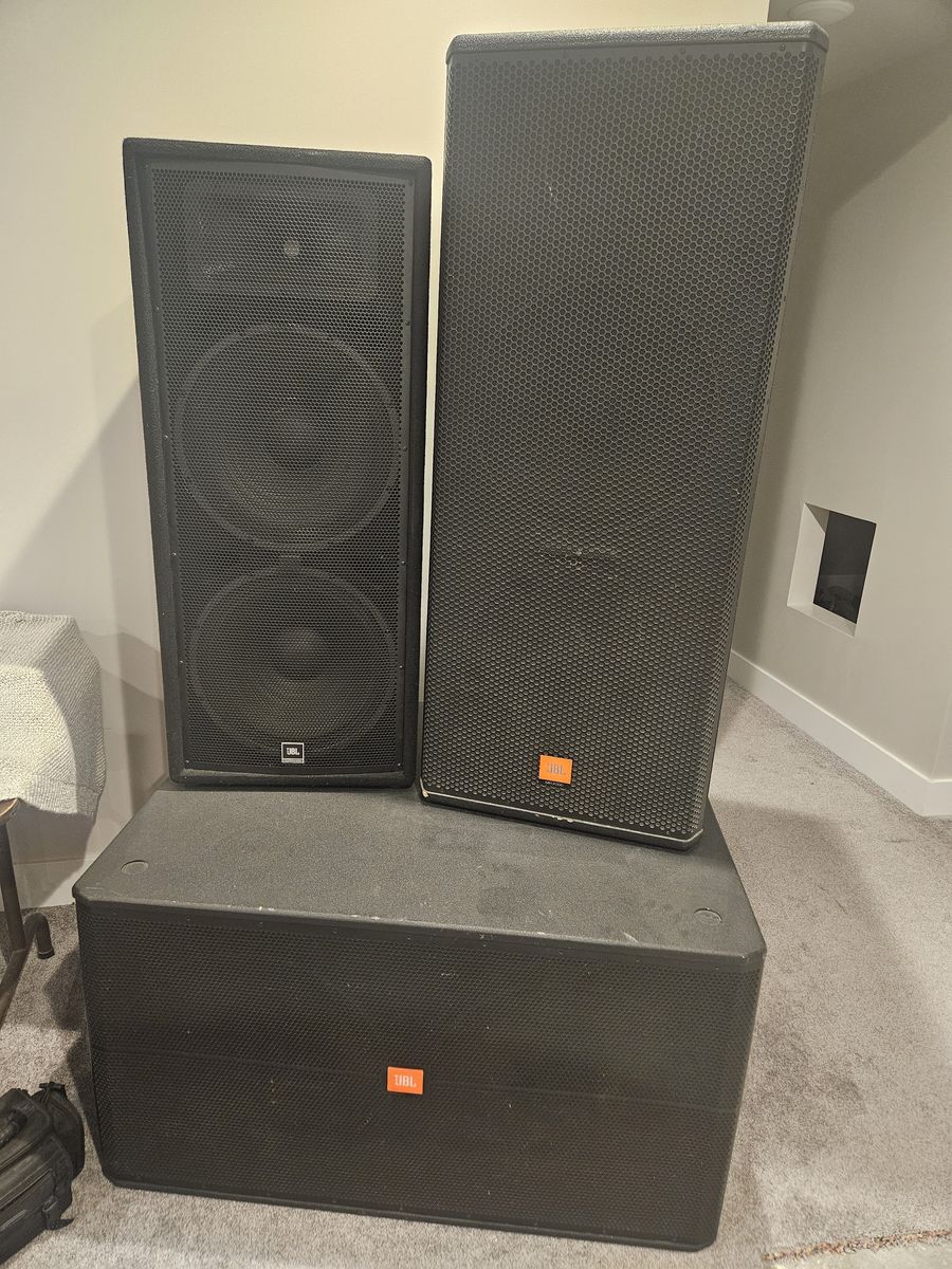 JBL set of speakers and subwoofers