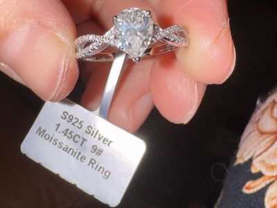 Stunning S925 Silver 1.45CT Moissanite Pear Cut Ring, Size 9#