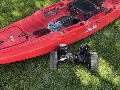 Hobie 2016 Outback with Mirage Drive Kick-up fins.
