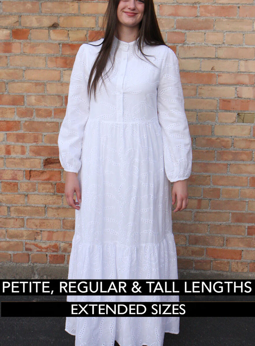 Aspen Button Eyelet Temple Dress in White
