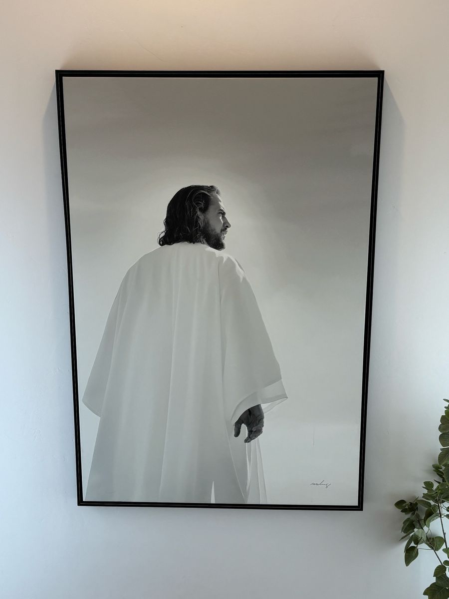Reflections of Christ 40x60 Framed Photo - Black & White Religious Art - Excellent Condition