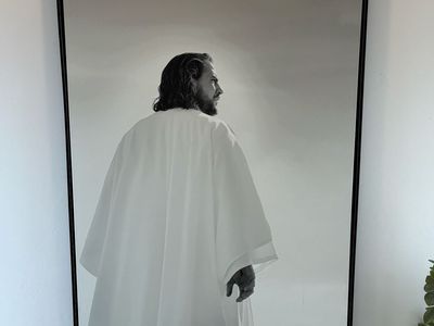 Reflections of Christ 40x60 Framed Photo - Black & White Religious Art - Excellent Condition