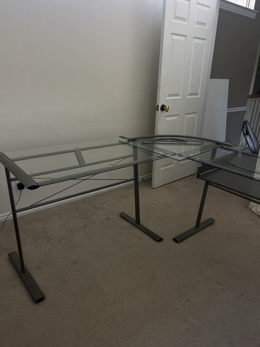 L-Shape glass desk