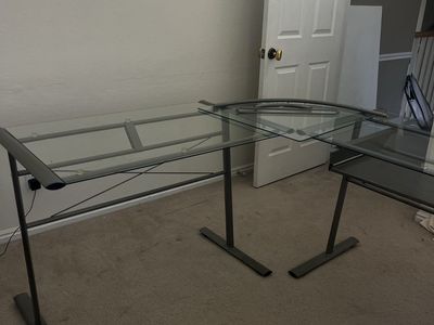 L-Shape glass desk