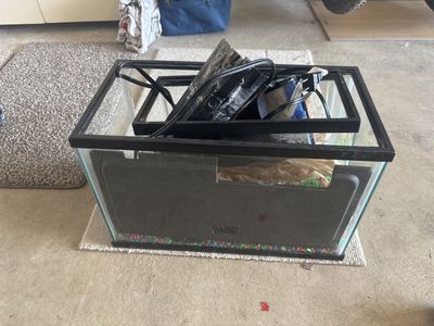 Two tanks, filters, gravel, plants