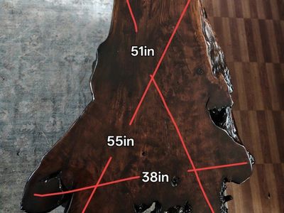Redwood Handmade Live Edge Wood Coffee Table, Rustic Organic Shape, 55" x 51" x 38"