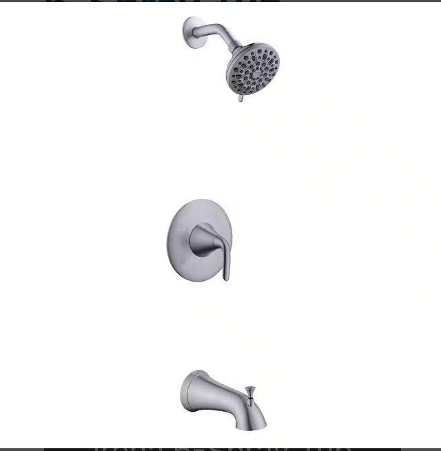 Glacier Bay Single-Handle Tub & Shower Faucet Set with IntegralStop Valve, Brushed Nickel