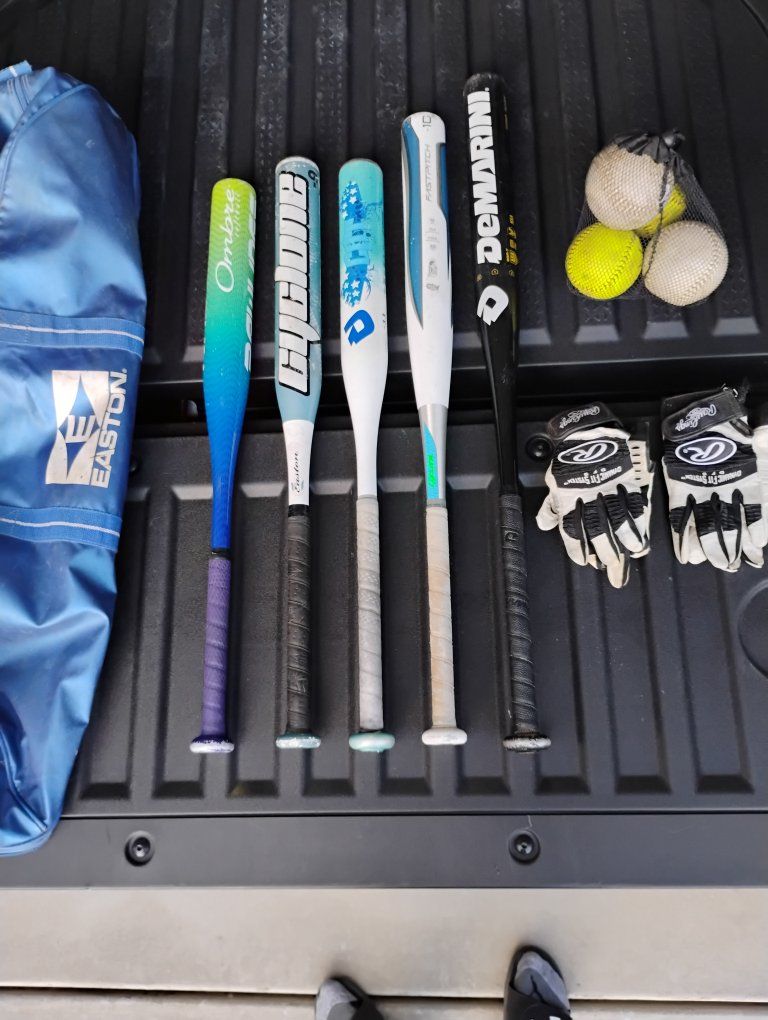 Softball Gear Bundle: Easton, Demarini Bats, Bag & Gloves