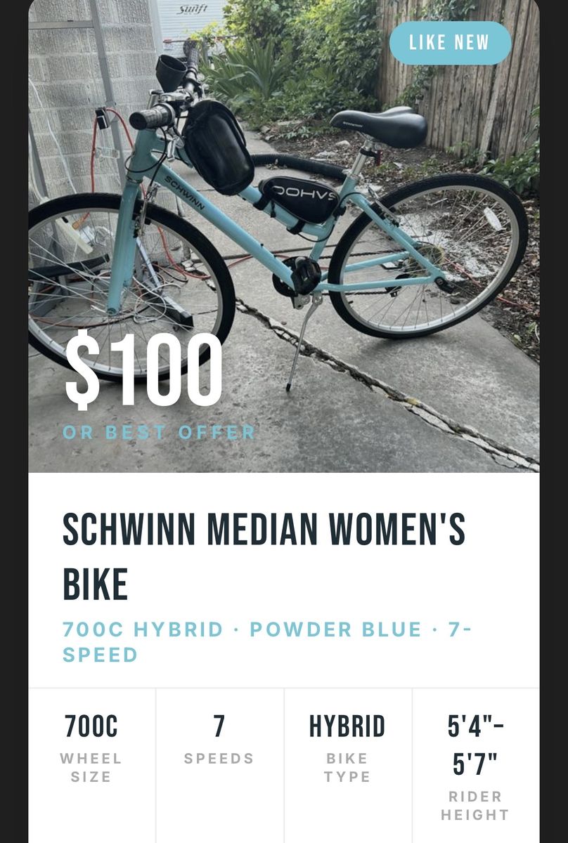Schwinn Median 700c Women's 7-Speed Cruiser Bike - Powder Blue, Grip Shift