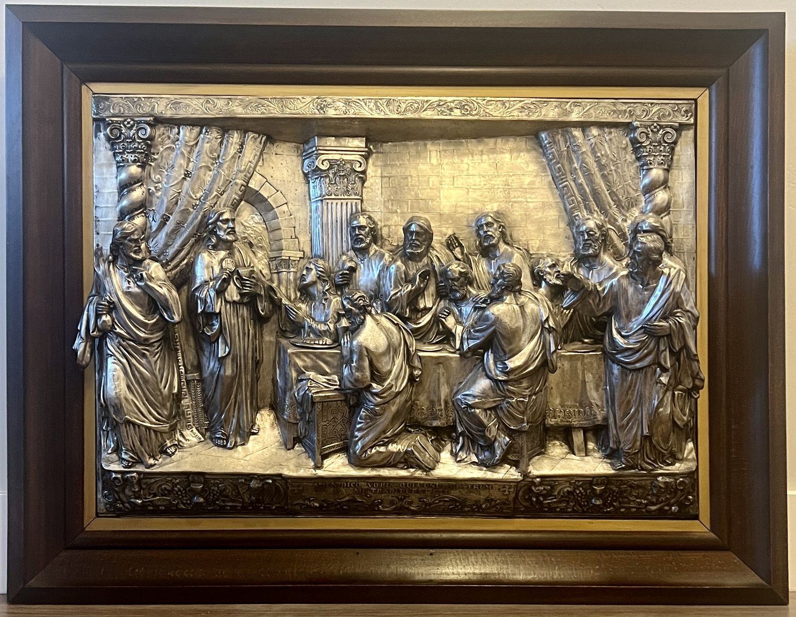 Large "The Last Supper" Silver Overlay Wall Plaque