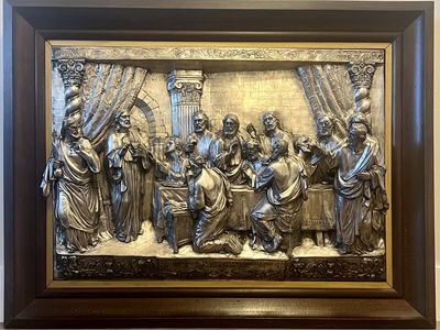Large "The Last Supper" Silver Overlay Wall Plaque
