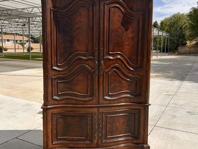 Traditional French Country Style Wooden Armoire Entertainment Center