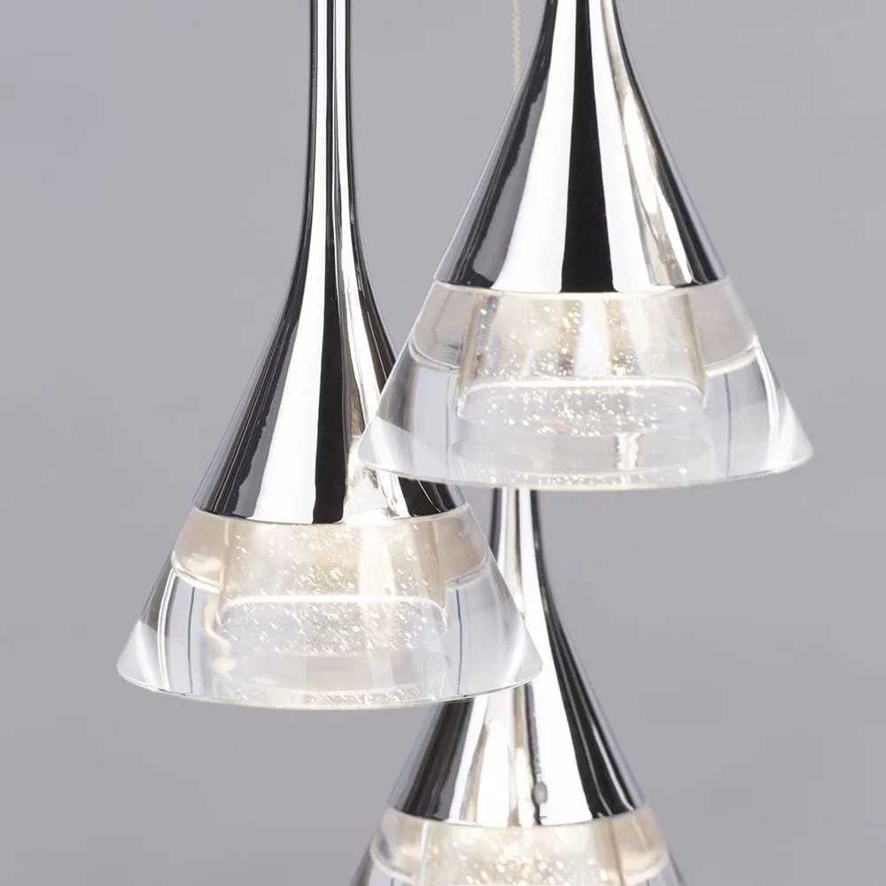 Visconte Gem Ceiling Pendant Conical Glass LED Light Polished Chrome w/Bracket & Remote