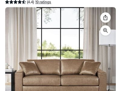 Member's Mark Harrison 84.65" Tan Leather Sofa with Premium High-Density Foam Cushions