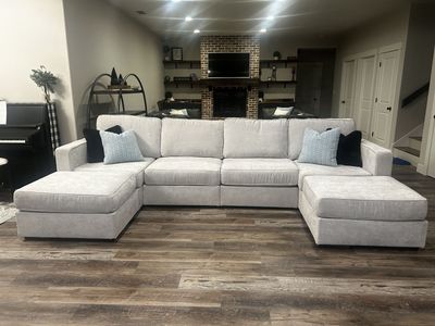 LoveSac Double Chaise Sectional in Sky Grey