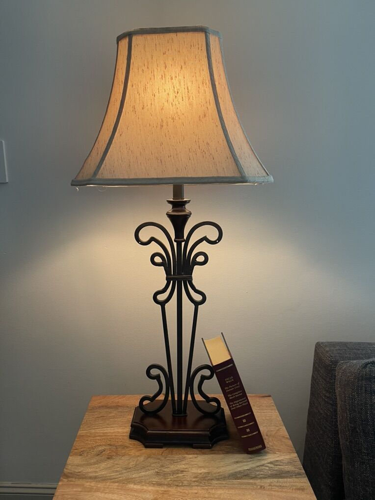 Traditional Tuscan Carved Wood Table Lamp