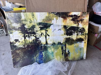 Abstract airplane Canvas Wall Art Decor Modern Yellow Blue Black Brown Art Painting 36"x24"