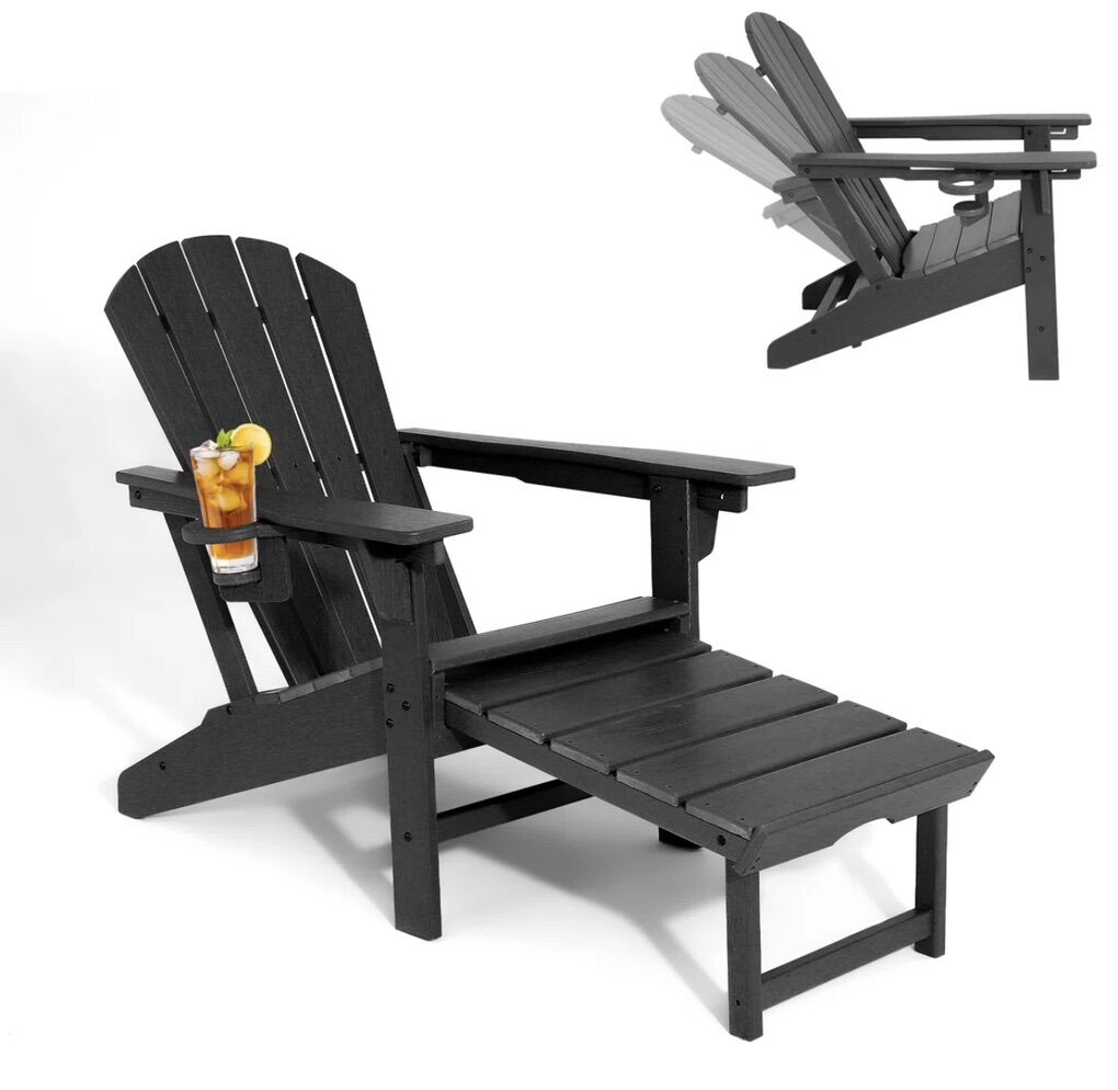 Adirondack Chair With Retractable Ottoman NEW