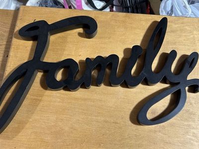 Family wood cursive black sign wall hanging