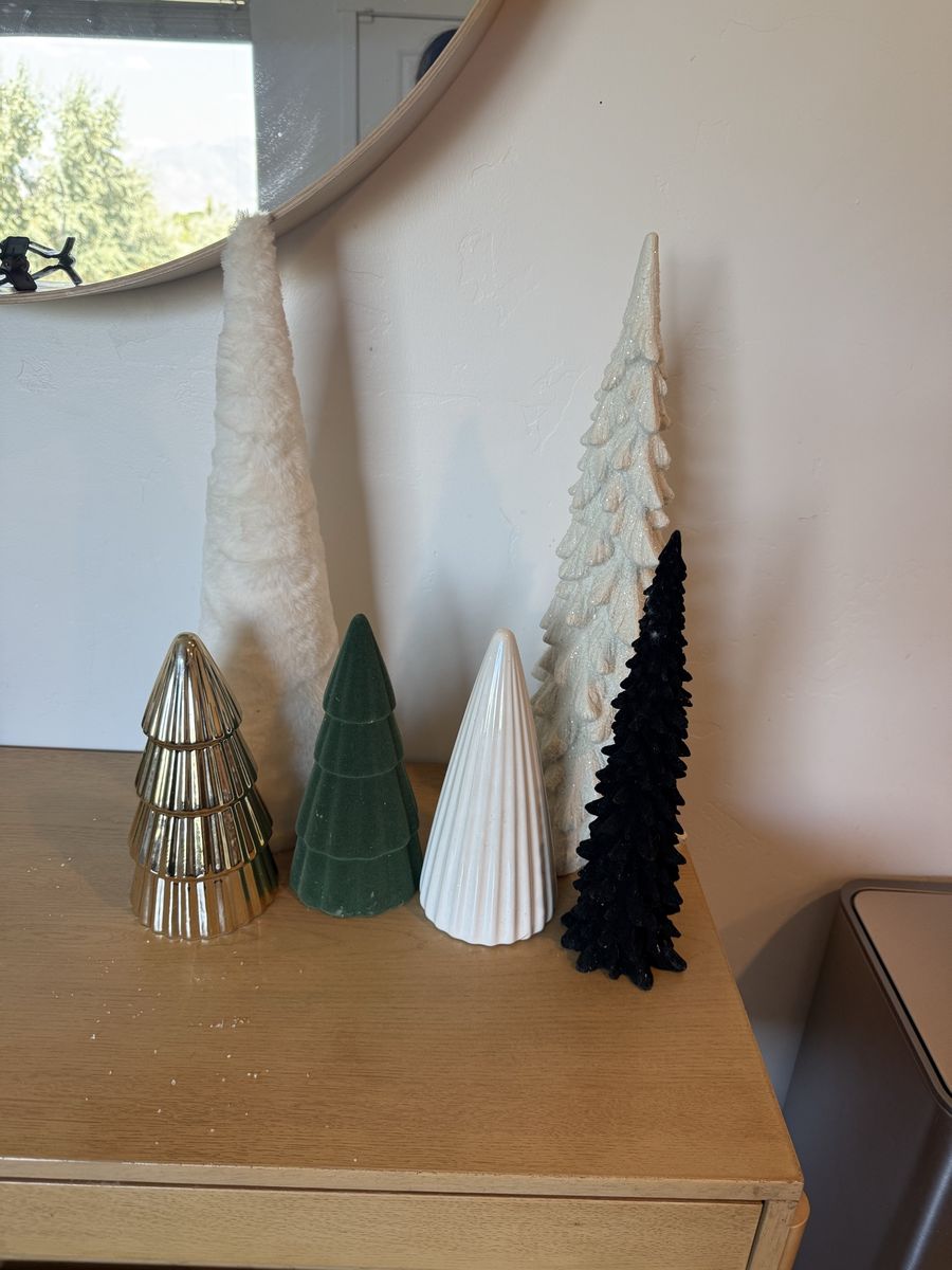 Assorted Decorative Tabletop Christmas Trees Set of 6