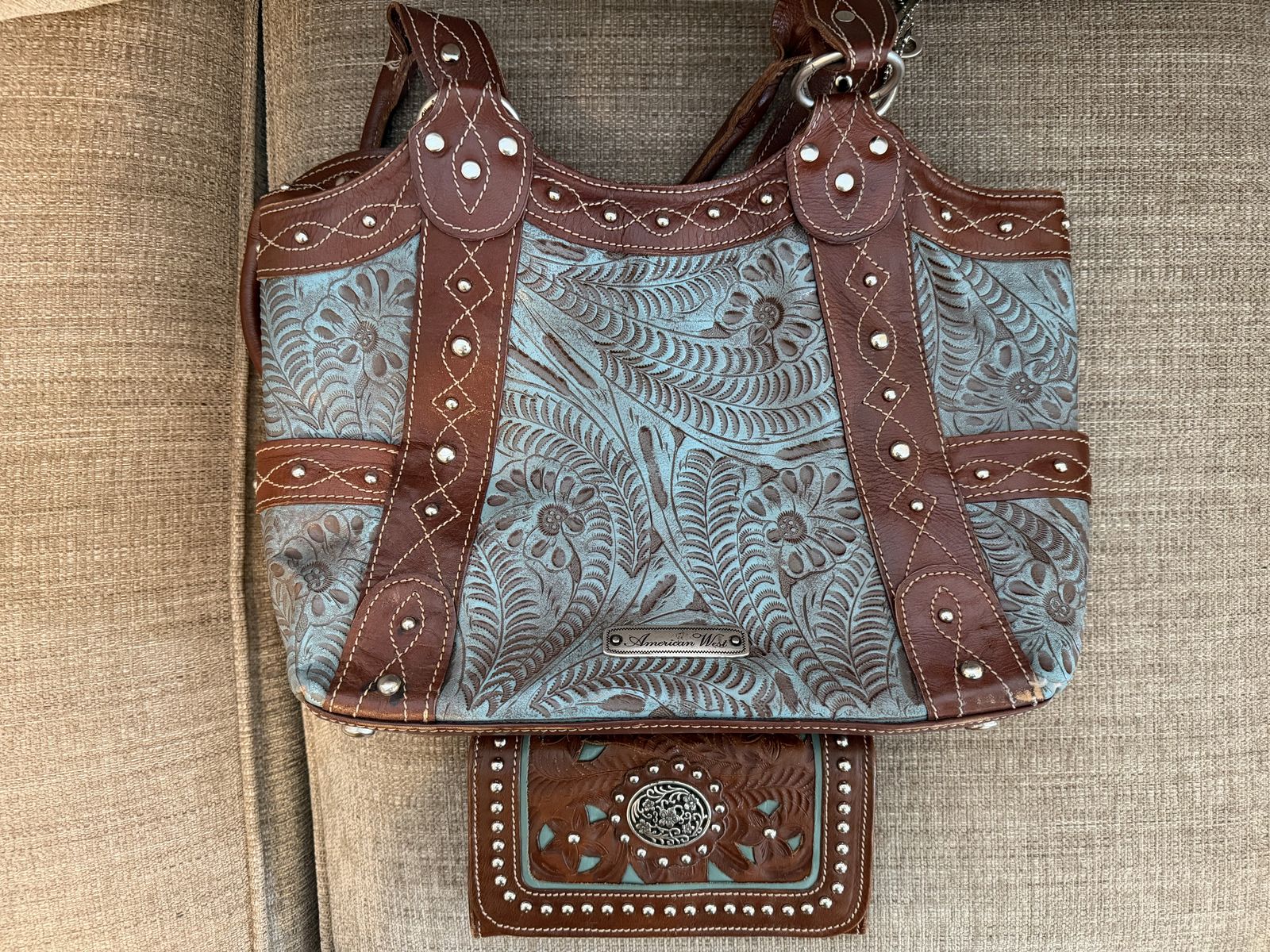 American Western leather purse w/ wallet