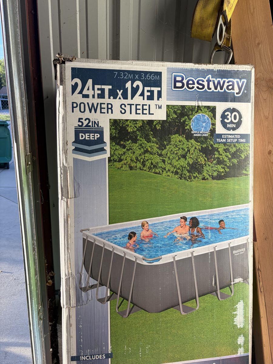 Bestway Power Steel 24' x 12' x 52" Above Ground Rectangular Pool - New In Box
