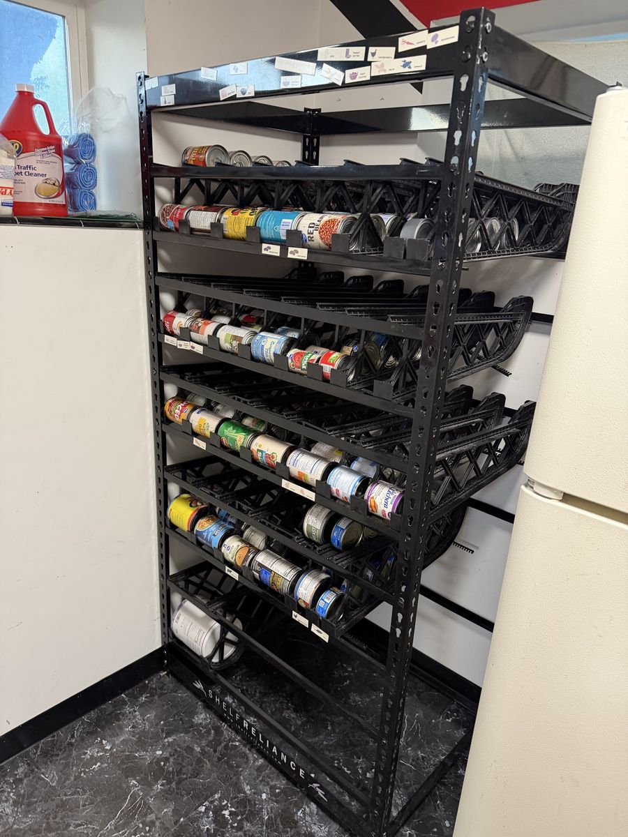 Shelf Reliance can storage roller w/ additional roller pieces (not shown)