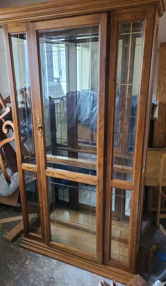 solid oak curio cabinet