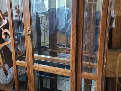solid oak curio cabinet