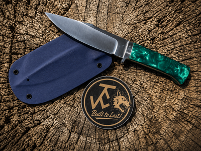 Handmade Hunting Knife - Green Copper Composite Western Hunter - Made in Utah